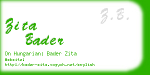 zita bader business card